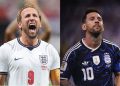 Harry Kane et Lionel Messi. Source photo : pages officielles des équipes de l'Angleterre et de l'Argentine sur Facebook