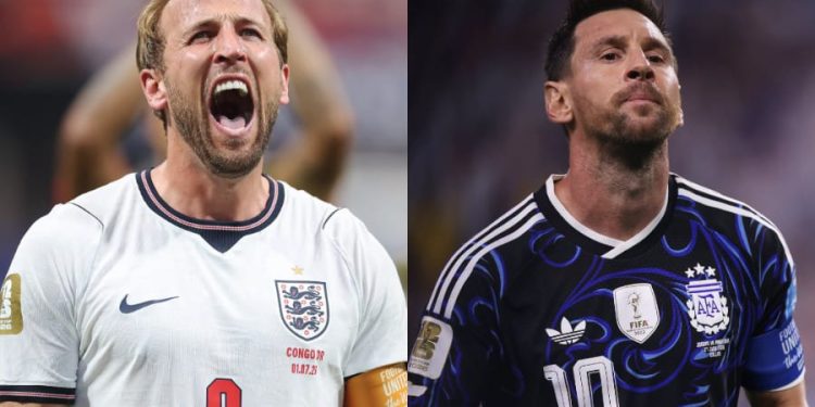 Harry Kane et Lionel Messi. Source photo : pages officielles des équipes de l'Angleterre et de l'Argentine sur Facebook
